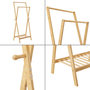 Knagerække Keitele 150 x 60 x 42 cm naturlig bambus [en.casa].