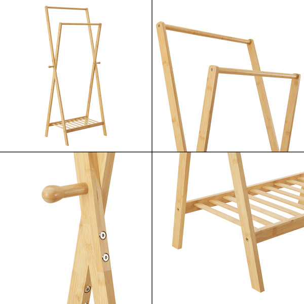 Knagerække Keitele 150 x 60 x 42 cm naturlig bambus [en.casa].
