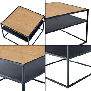 Quinisut sidebord 40 x 55 x 55 cm trælook/sort [en.casa].