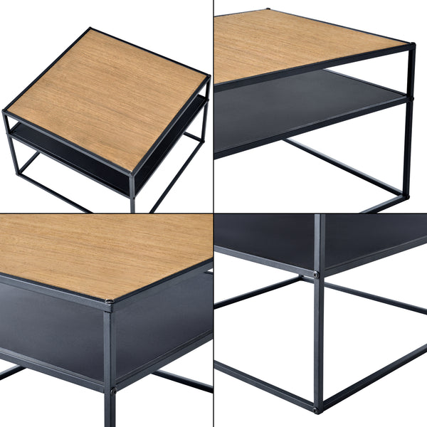 Quinisut sidebord 40 x 55 x 55 cm trælook/sort [en.casa].