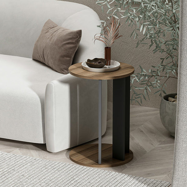 Frederiksberg sidebord 64x34 cm valnøddelook / antracit [en.casa].