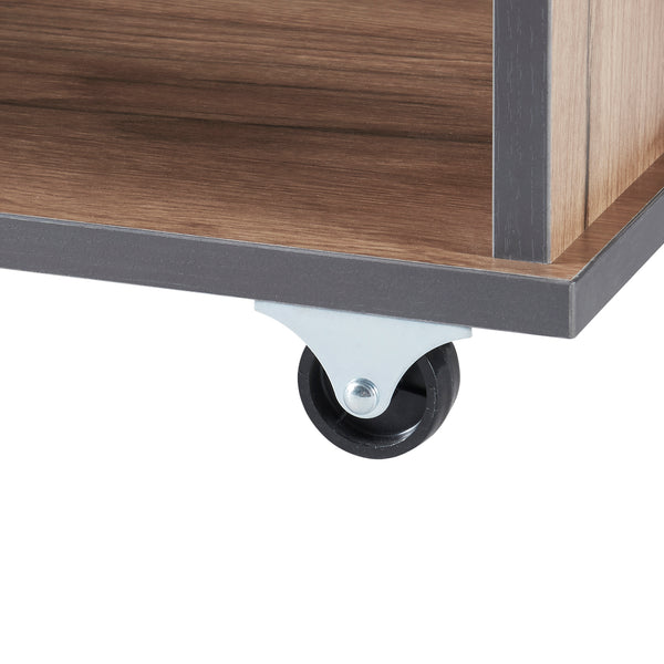 Haarby sidebord med 4 hjul 42x50x24 cm egetræslook [en.casa]