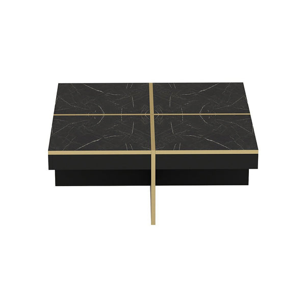 Sofabord Fjerritslev 35x90x90 cm marmorlook sort [en.casa].