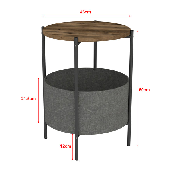 Sidebord Hofors 60x43cm antracit/eg-look, antik [en.casa]
