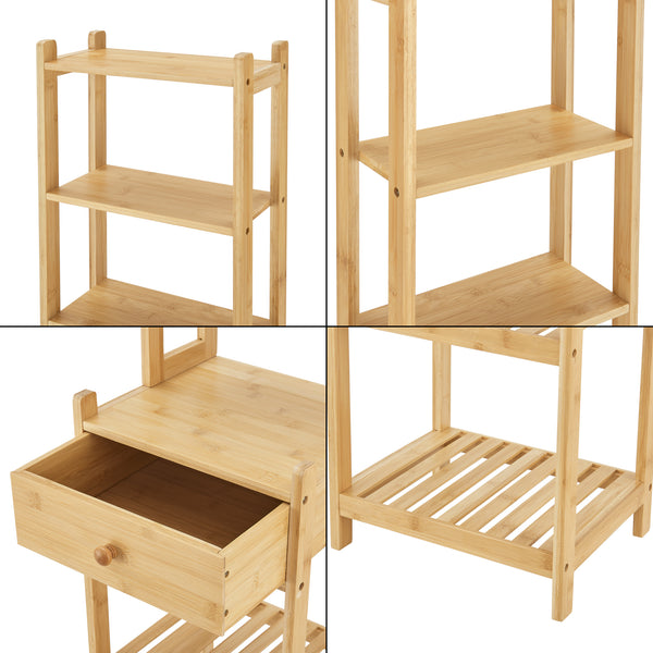 Stående hylde Siilinjärvi lavet af bambus 163 x 33 x 28 cm op til 5 kg natur [en.casa].