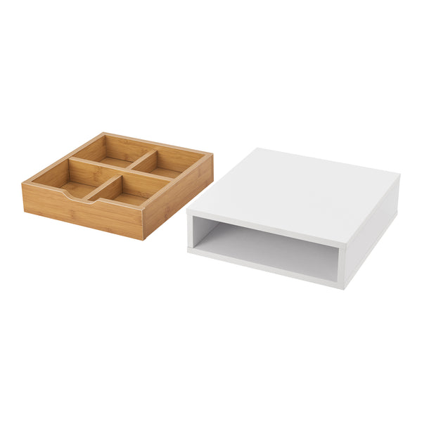 Skuffekasse Vieremä 9x30x31cm hvid/bambuslook [en.casa].