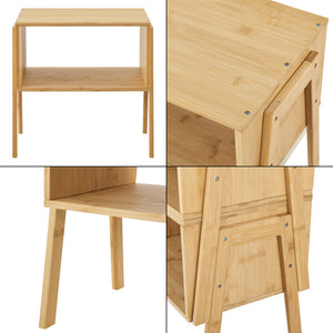 Sengebord Vinderup sæt af 2 stabelbare bambus 42x43,5x29 cm [en.casa].