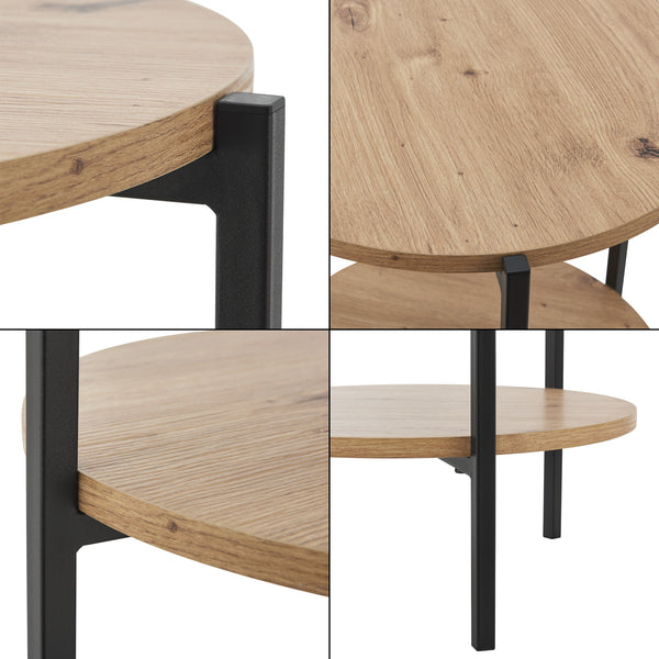 Sidebord Kuopio 50xØ40cm sort/trælook [en.casa].