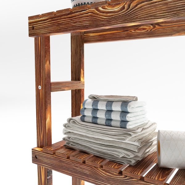 Vaskemaskinehylde Kinnula 120x70x20cm Mørkt træ [en.casa].
