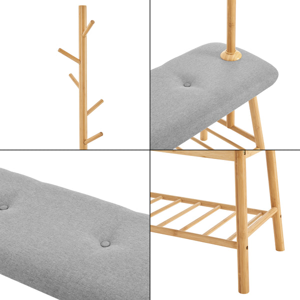 Garderobebænk Bygland lavet af bambus 90x34x165cm [en.casa].