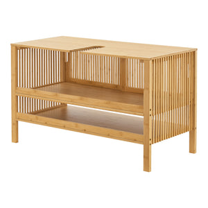 Mueble para debajo del lavabo Hvaler con puertas corredoras y 1 estante bambú 60 x 100 x 45 cm - Natural [en.casa]