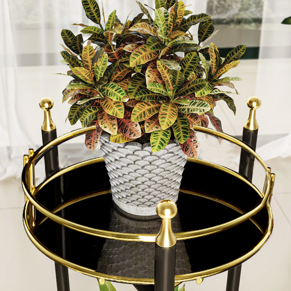 Blomstativ Oulainen 79x28x28cm Sort/Guld [en.casa]