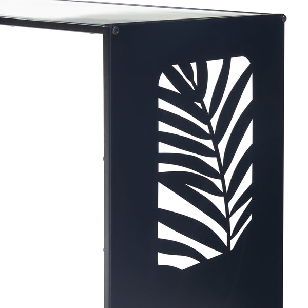 Sidebord Ulvik 50x50x35cm lavet af metal og glas sort [en.casa].