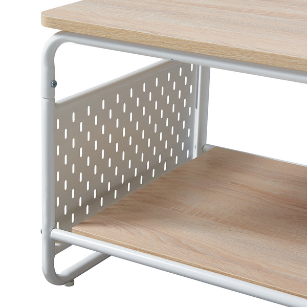 Sofabord Dyrøy 100x50x43cm hvid/eg [en.casa].