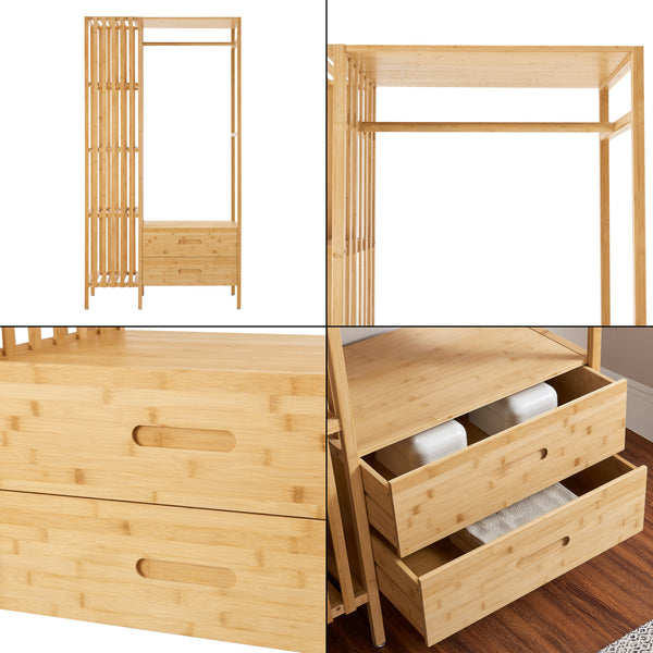 Garderobestativ Varanger 185x100x45 cm Bambus [en.casa]