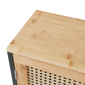 Mueble de baño de pared Tervola 60x60x20 cm - Negro/Bambú [en.casa] 