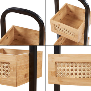 Badeværelseshylde Tervola 73x23x19 cm sort/bambus [en.casa].