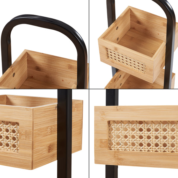 Badeværelseshylde Tervola 73x23x19 cm sort/bambus [en.casa].