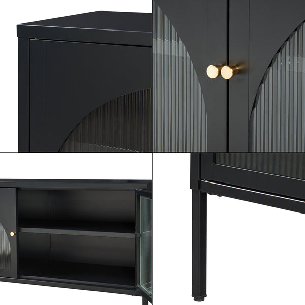 TV-møbel Karlskrona 115x35x64 cm sort, mat [en.casa]