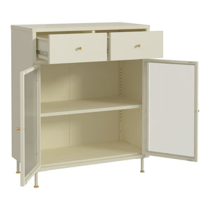 Skænk Lindau stål 97x80x40 cm cremehvid [en.casa]
