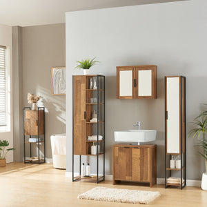 Spejlskab Namsskogan 50x60x15cm valnødslook [en.casa]