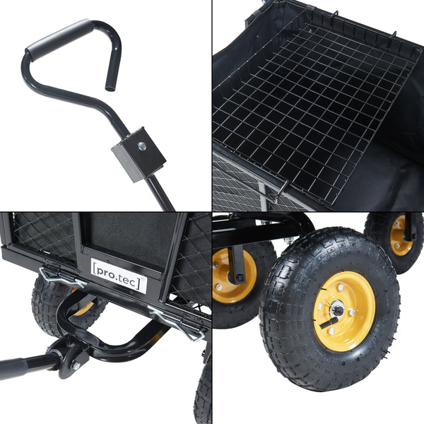 Bollerwagen Corropoli 112x51 cm maks. 550 kg Sort/Gul [pro.tec]