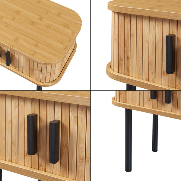 Sidebord Tvedestrand 48x30x45 cm Træfarvet/Sort [en.casa]