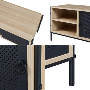 TV-skab Tysnes 120x40x45 cm Eg-look/Sort [en.casa]