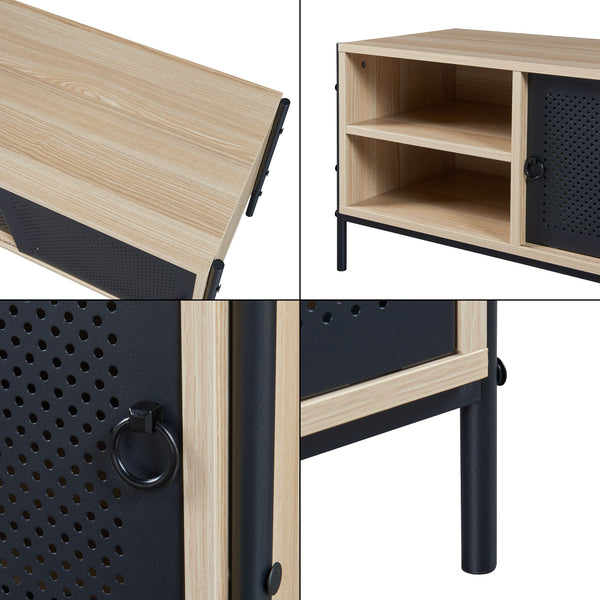 TV-skab Tysnes 120x40x45 cm Eg-look/Sort [en.casa]