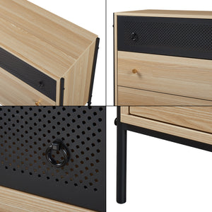 Kommode Tysnes med 3 skuffer 80x80x40 cm Eg/Svart [en.casa]