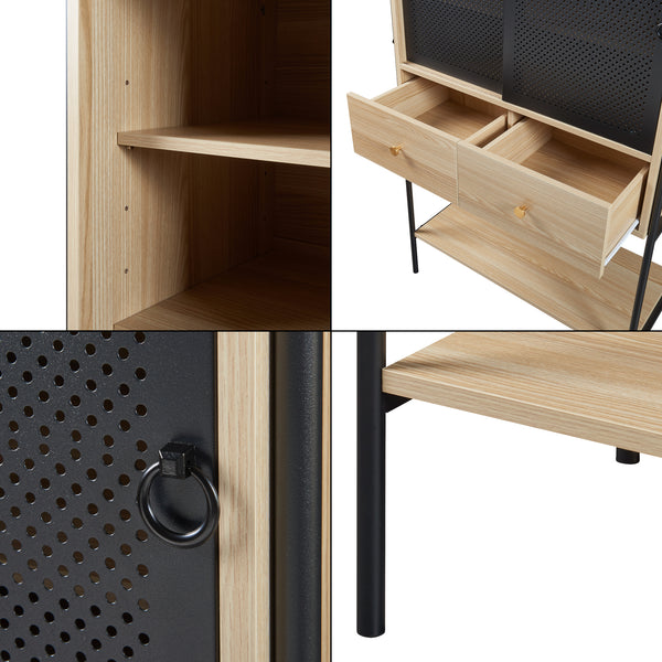 Skab Tysnes 140x80x40 cm Sort/Eg [en.casa]