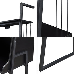 Skrivebord Storfjord med stigehylde 184x80x40cm sort [en.casa].
