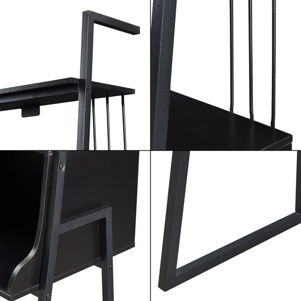 Skrivebord Storfjord med stigehylde 184x80x40cm sort [en.casa].