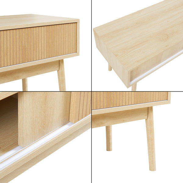 TV-møbel Landskrona 115x40x48 cm med to skydedøre i egetræslook [en.casa]