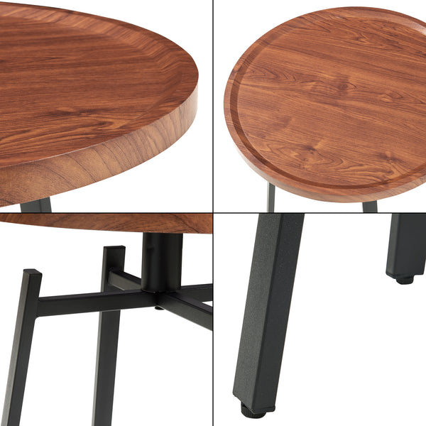 Sidebord Mippeena 54xØ50 cm sort/valnød [en.casa]