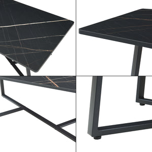Sofabord Riskiften 120x60x48 cm marmorlook, sort [en.casa]
