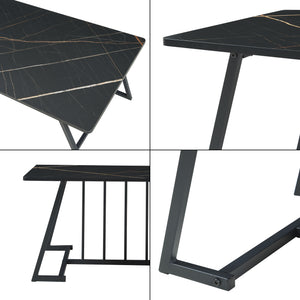 Sofabord Nospoo 120x60x46 cm marmorlook, sort [en.casa]