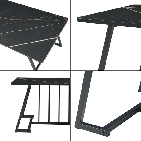 Sofabord Nospoo 120x60x46 cm marmorlook, sort [en.casa]
