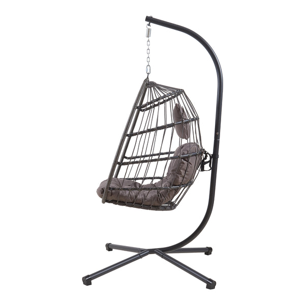 Hængestol Edeng med stel 196x110x95 cm Grå [en.casa]