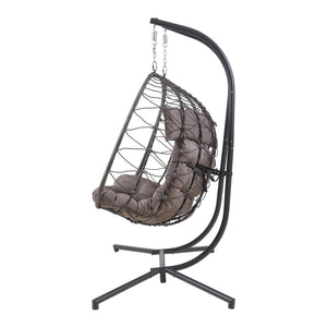 Silla colgante Skense 2 plazas con soporte y cojín 198x156x98cm - Gris [en.casa]