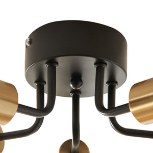 Lámpara de techo Barrow 5 portalámparas E27 metal 12x33cm - Negro/Dorado [lux.pro]