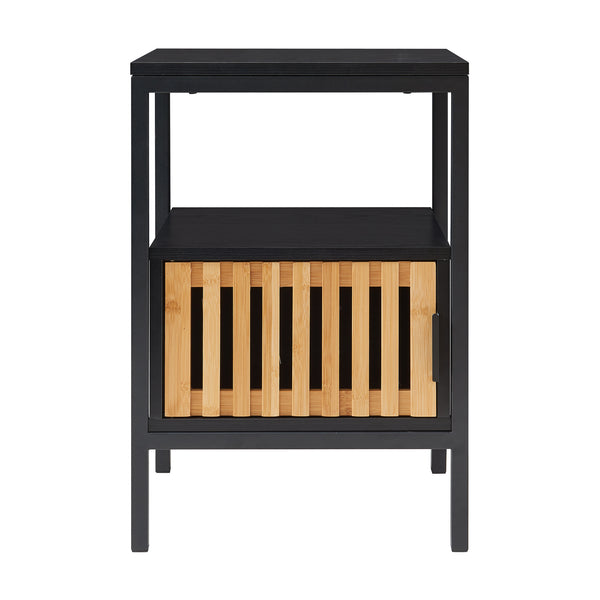 Sengebord Luniehti 58x40x33 cm sort/natur [en.casa]