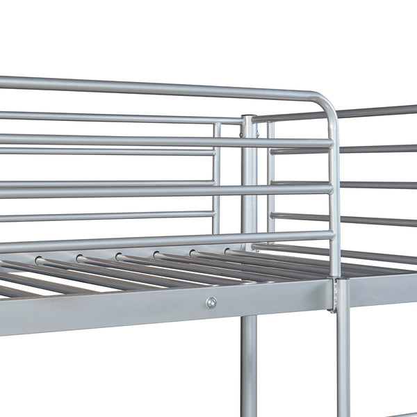 Metall-etageseng Soppsar med 2 madrasser 200x90 cm sølv [en.casa]