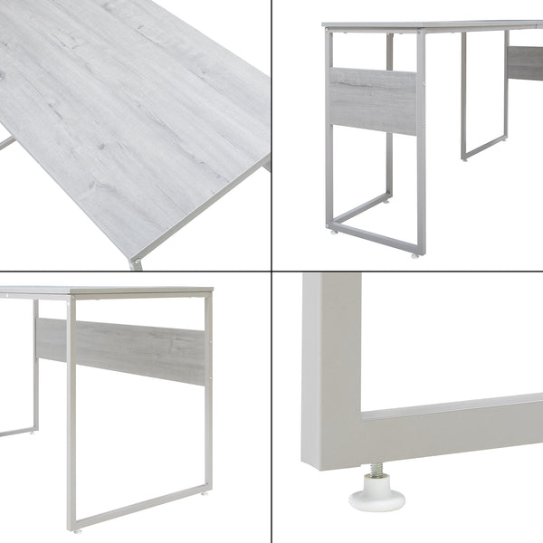 Skrivebord Karlstang L-formet 166x120x75 cm lysegrå [en.casa]