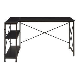 Skrivebord Raundsvalt med 1 hylde L-formet 137x88x75 cm sort [en.casa]
