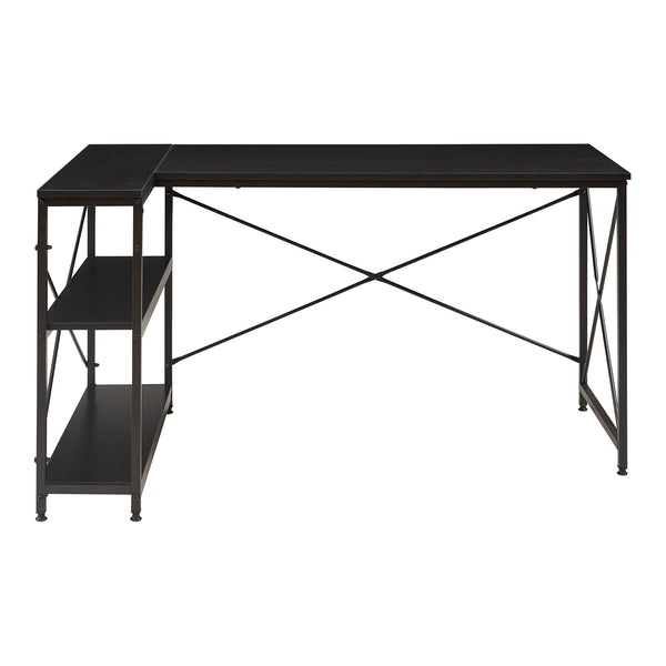 Skrivebord Raundsvalt med 1 hylde L-formet 137x88x75 cm sort [en.casa]