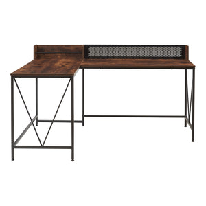 Skrivebord Frelvepirg med bagplade L-formet 165x110x75 cm valnød [en.casa]
