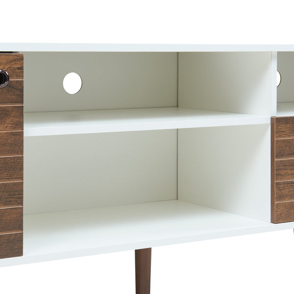 TV-møbel Vare 165x40x66 cm hvid/valnøddetræ [en.casa]