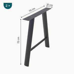 Bordstel sæt af 2 Hullem stål 72x70x10 cm sort [en.casa]