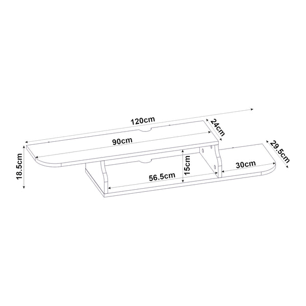 Hængende TV-lowboard Kershaby 120x30x19 cm Hvid [en.casa]